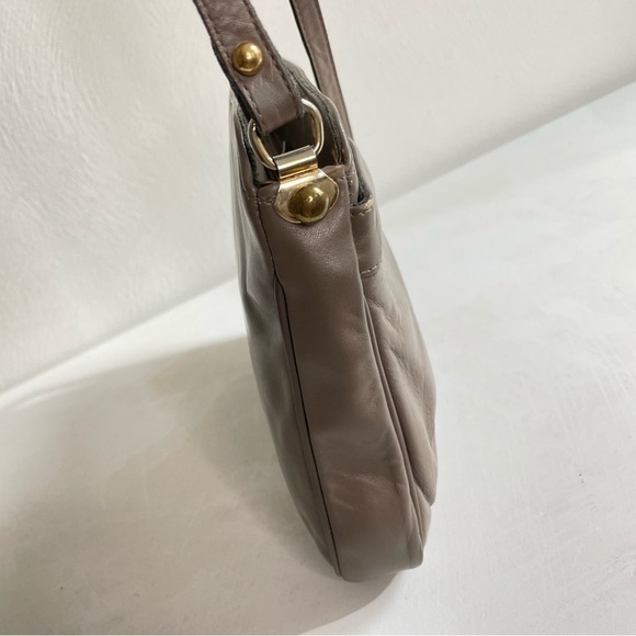 ETIENNE AIGNER Vintage Leather Bag Zipper Greige Taupe Minimalist - Picture 16 of 16